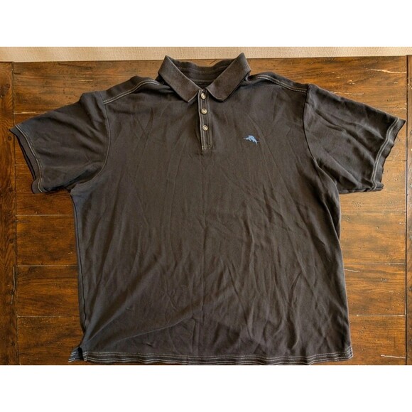Set of 2 Tommy Bahama Men XXL Polo Shirts Cotton Blend Dark Blue Red Golf Marlin - Picture 2 of 15